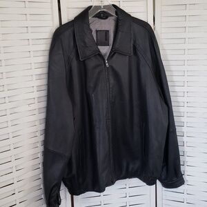 Robert Comstook Vertical black Lamb Leather Mens full zip jacket size XXL